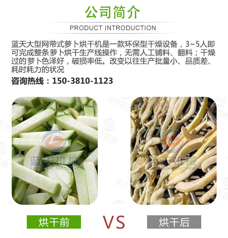 蘿卜條網(wǎng)帶烘干機(jī)產(chǎn)品簡(jiǎn)介