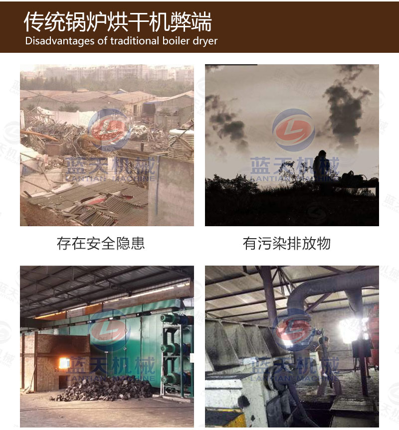 食用菌網(wǎng)帶烘干機(jī)傳統(tǒng)鍋爐烘干弊端